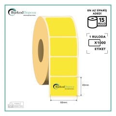 60X40 Termal Barkod Etiketi (SARI ECZANE ETİKETİ) 1000 Sarım