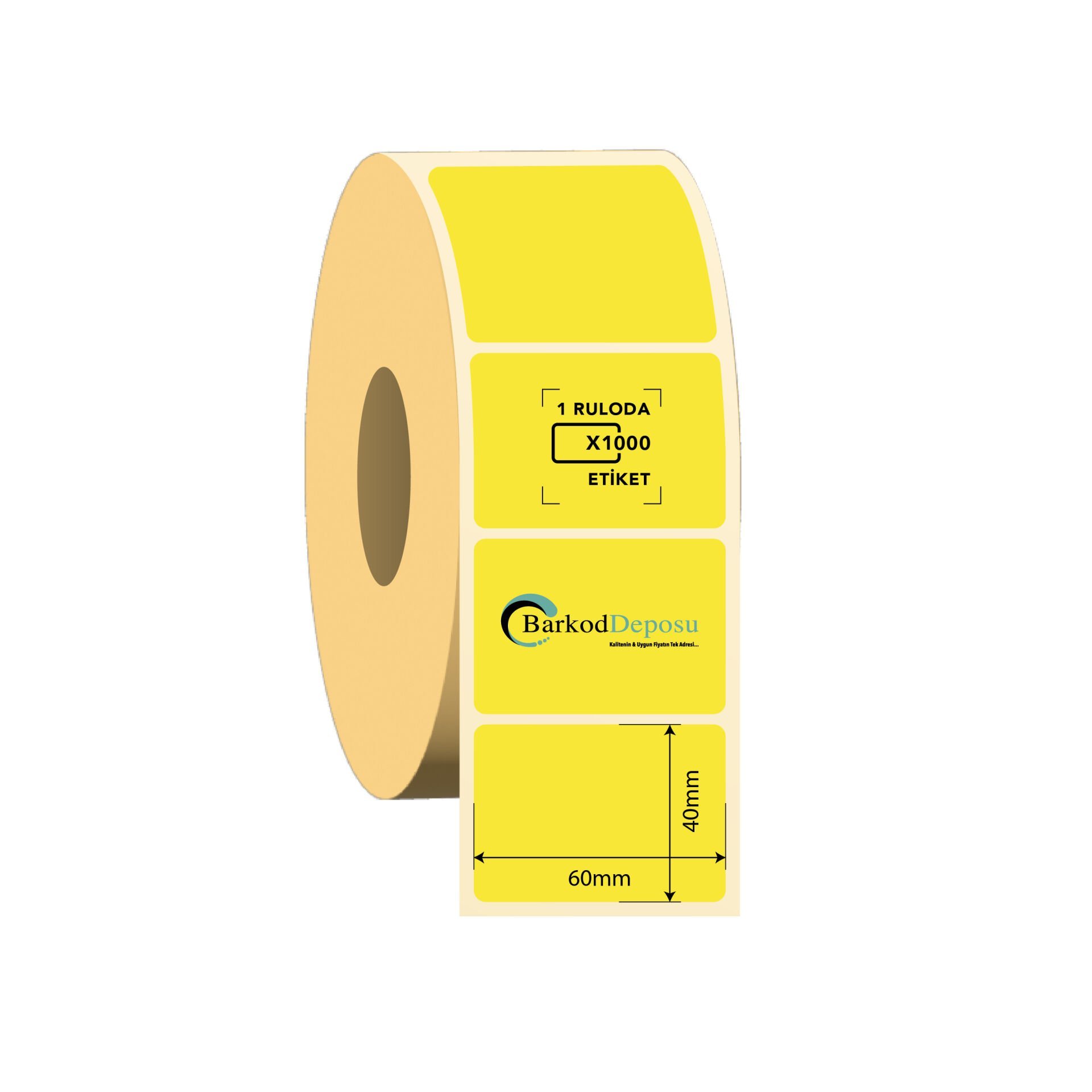 60x40 Kuşe Barkod Etiketi (SARI ECZANE ETİKETİ) 1000 Sarım (RİBON İLE BASKI)