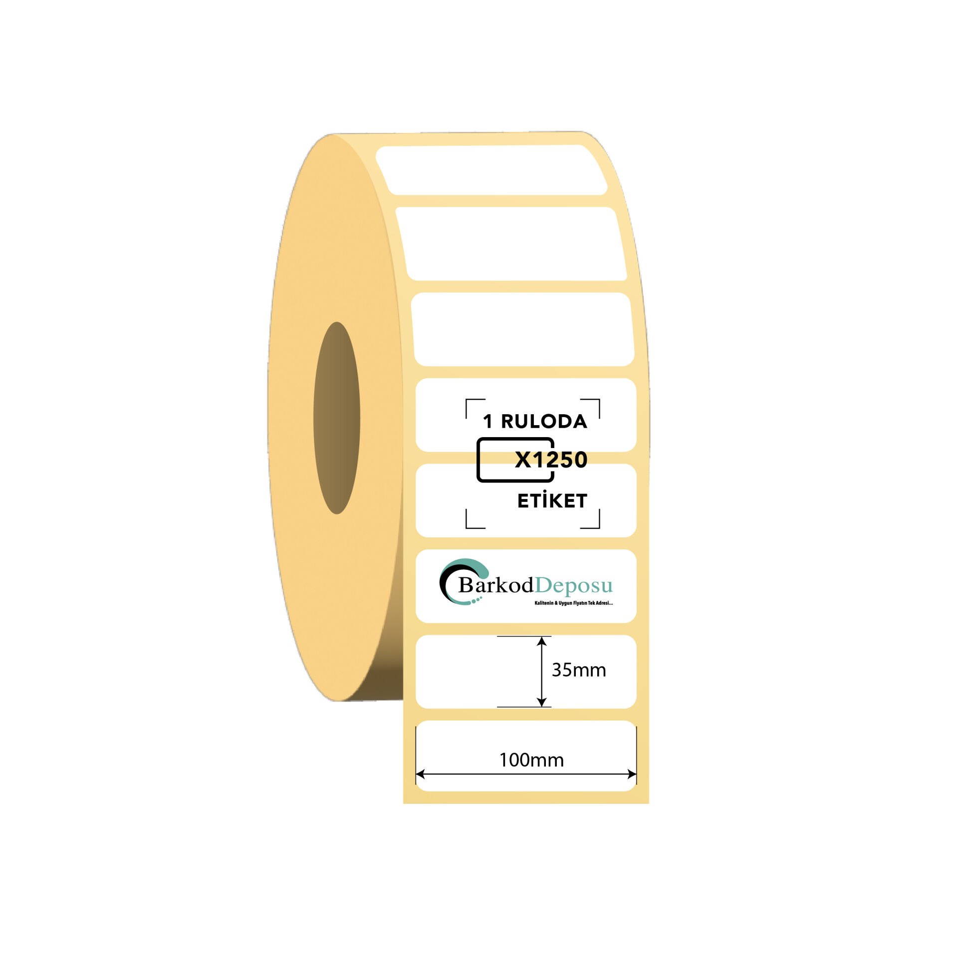 100x35 Kuşe Barkod Etiketi 1250 Sarım (RİBON İLE BASKI)