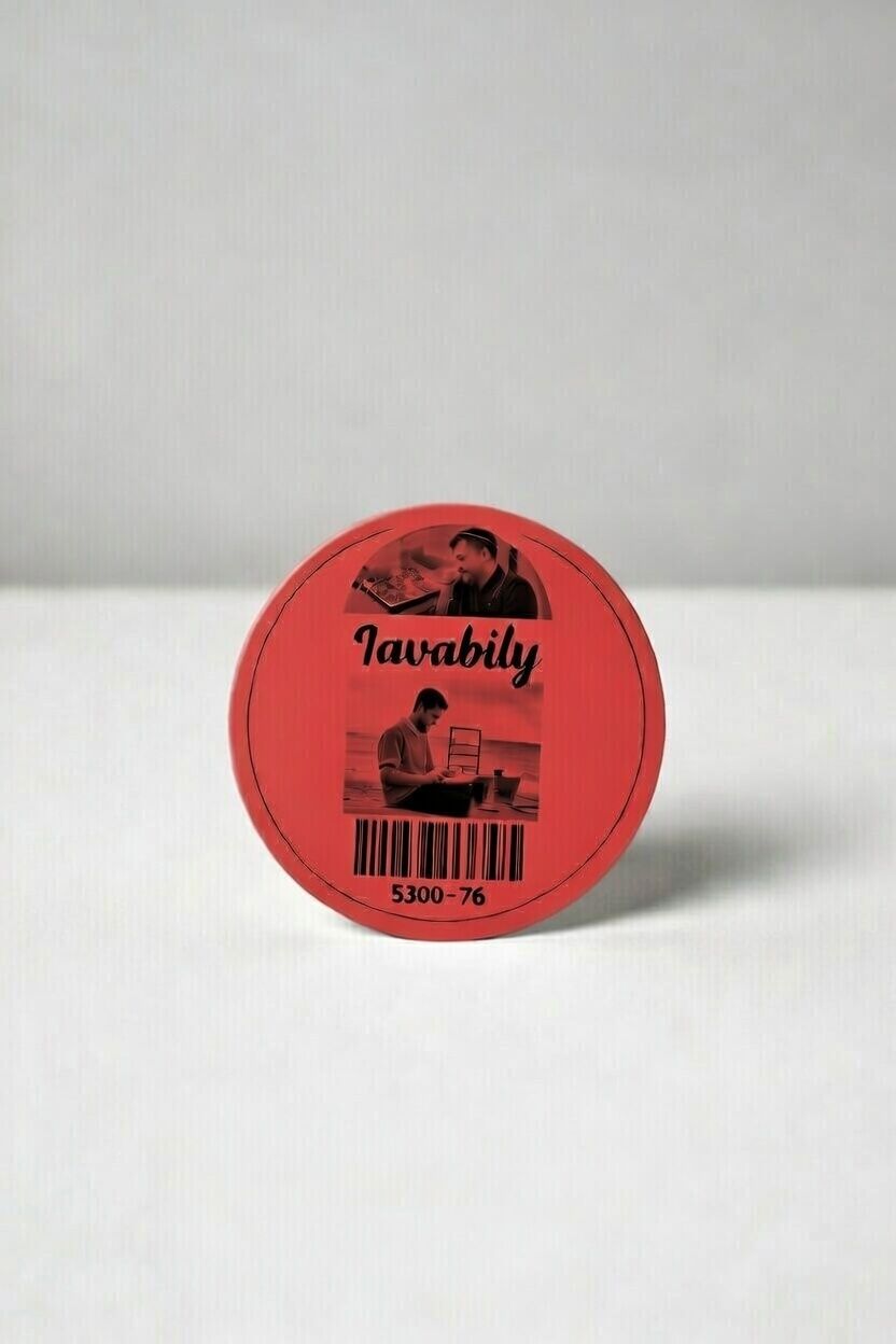 50 mm Yuvarlak Siyah Baskılı Kırmızı Zemin Kuşe Etiket