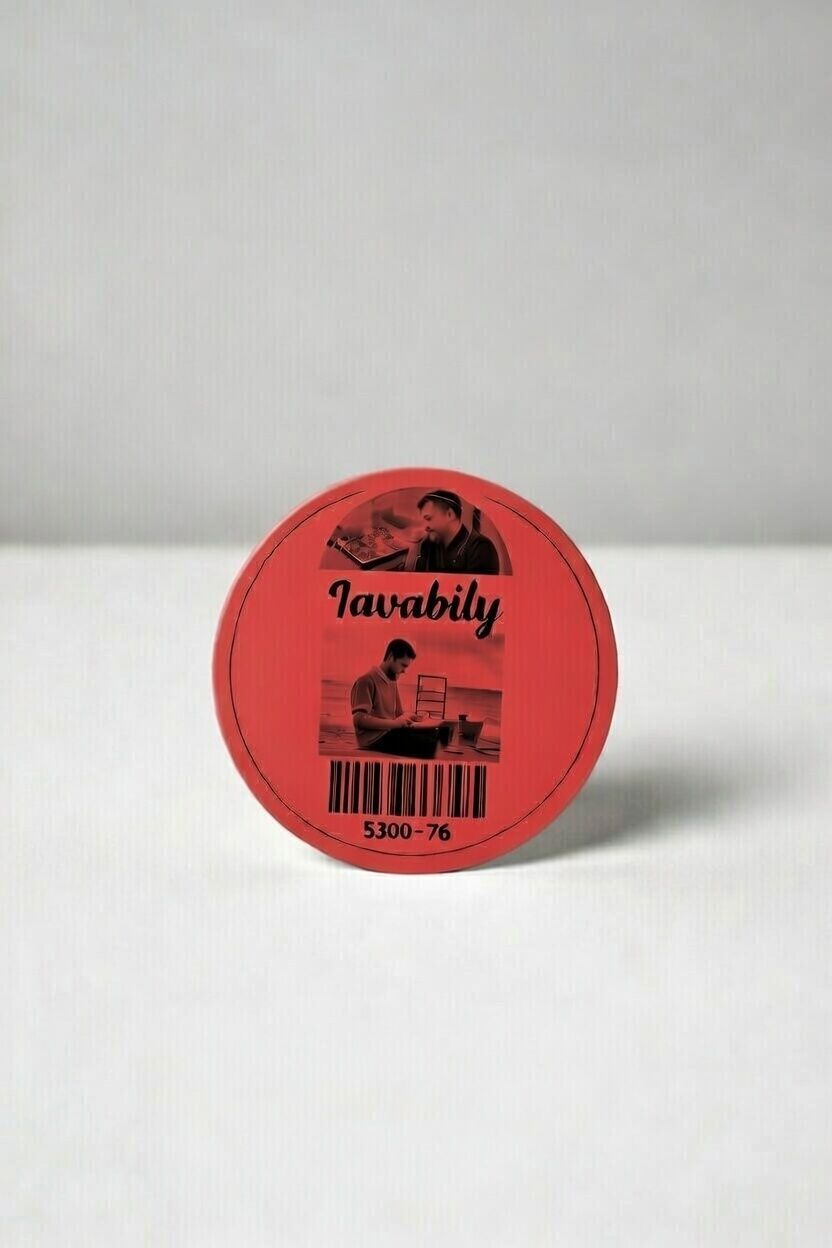 70 mm Yuvarlak Siyah Baskılı Kırmızı Zemin Kuşe Etiket