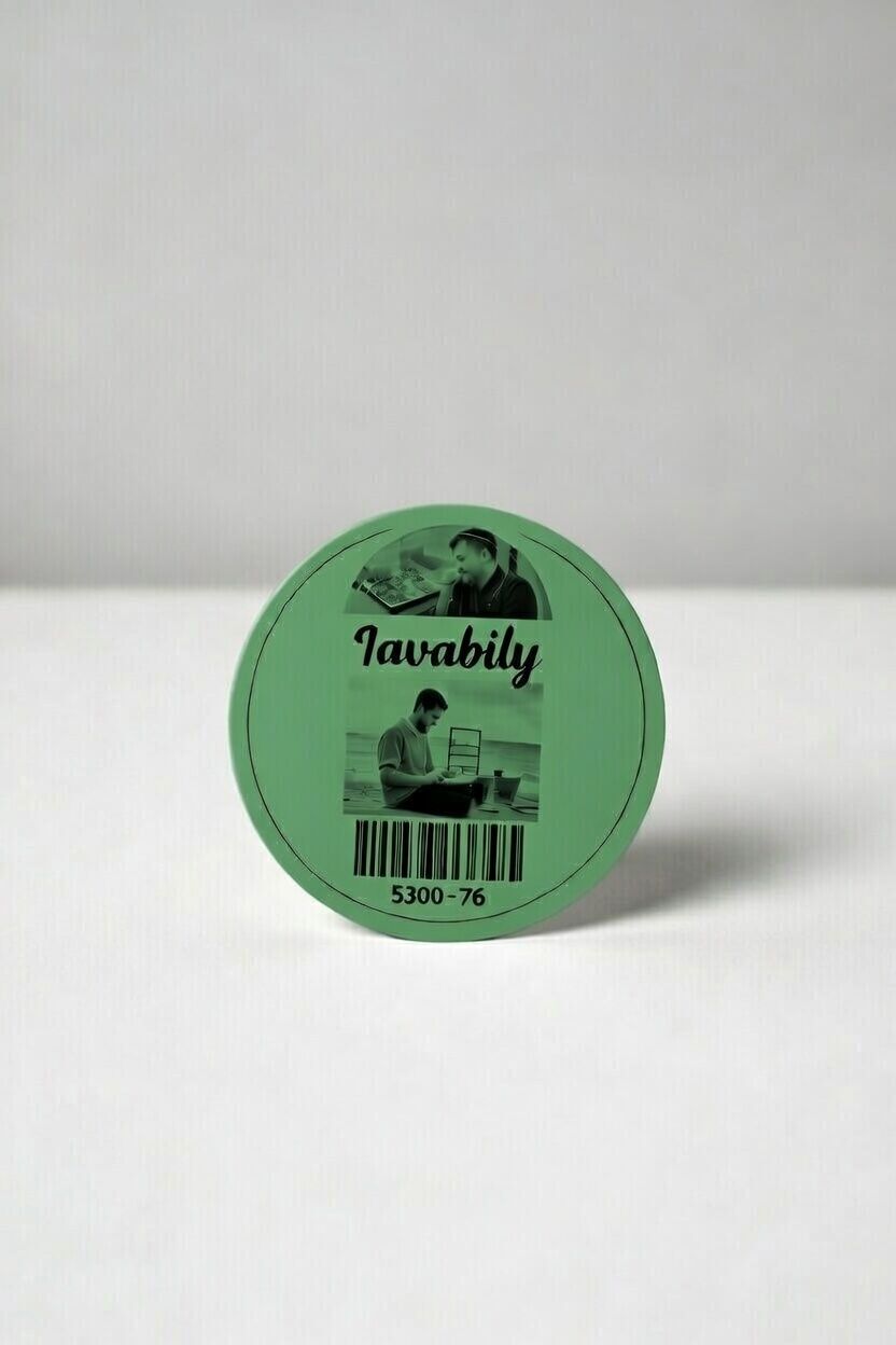 70 mm Yuvarlak Siyah Baskılı Yeşil Zemin Kuşe Etiket