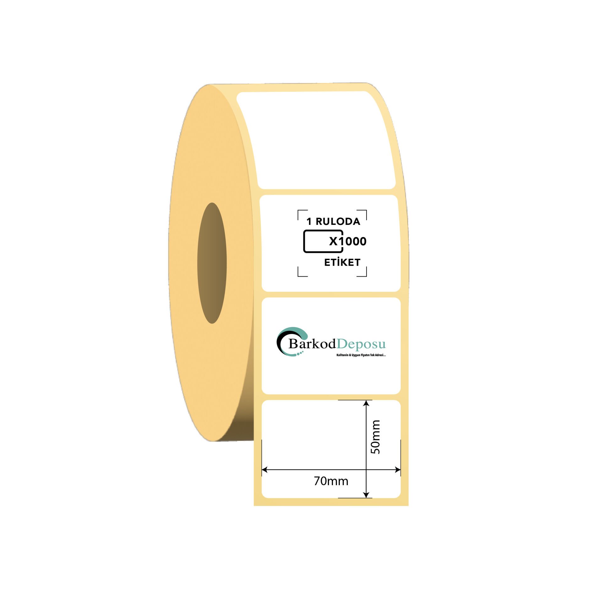 70x50 Kuşe Barkod Etiketi 1000 Sarım (RİBON İLE BASKI)