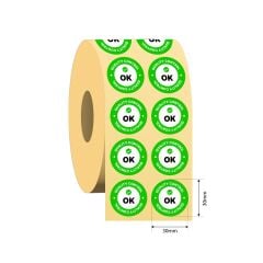 30mm Çap OK - Kalite Kontrol Baskılı Kuşe Etiket - 1000 Sarım