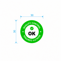 30mm Çap OK - Kalite Kontrol Baskılı Kuşe Etiket - 1000 Sarım