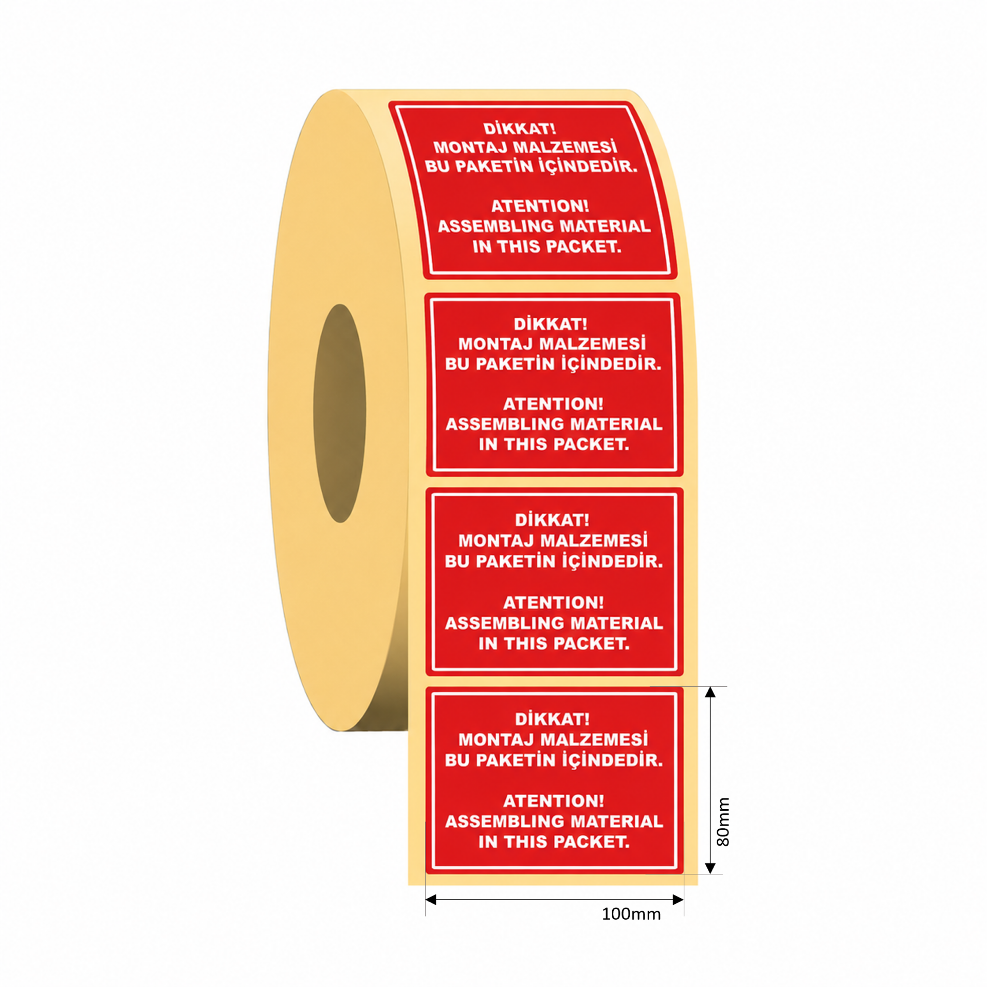 80x100 Montaj Malzemesi Bu Paketin İçindedir Baskılı Kuşe Etiket - 250 Sarım