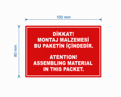 80x100 Montaj Malzemesi Bu Paketin İçindedir Baskılı Kuşe Etiket - 250 Sarım