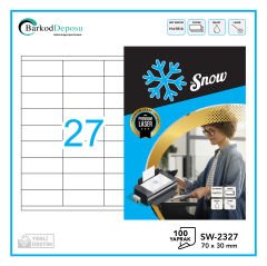 A4 Snow Lazer Etiket 70×30 mm Beyaz 100 Yaprak SW-2327