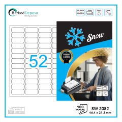 A4 Snow Lazer Etiket 46.4×21.2 mm Beyaz 100 Yaprak SW-2052