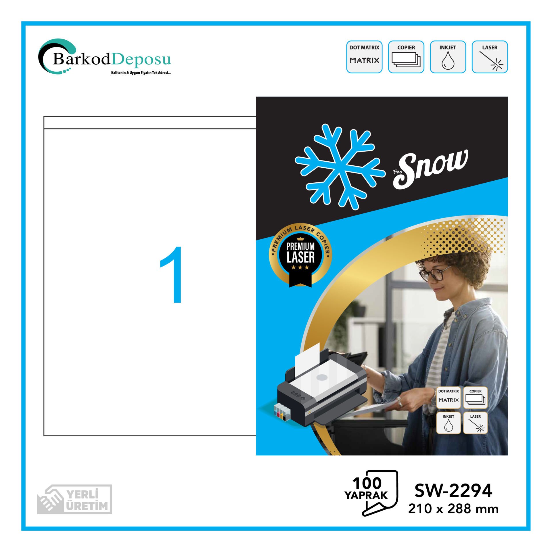 SW-2294 SNOW A4 Lazer Etiket 210X288 mm