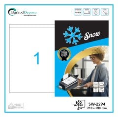 A4 Snow Lazer Etiket 210×288 mm Beyaz 100 Yaprak SW-2294