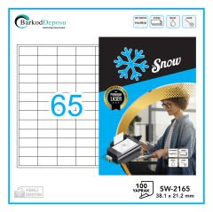 A4 Snow Lazer Etiket 38.1×21.2 mm Beyaz 100 Yaprak SW-2165