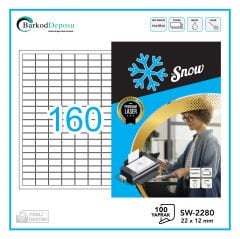 A4 Snow Lazer Etiket 22×12 mm Beyaz 100 Yaprak SW-2280