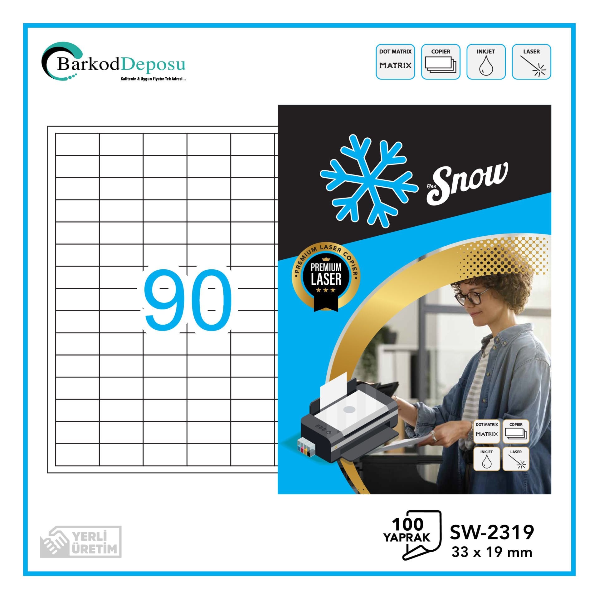 SW-2319 SNOW A4 Lazer Etiket 33X19 mm