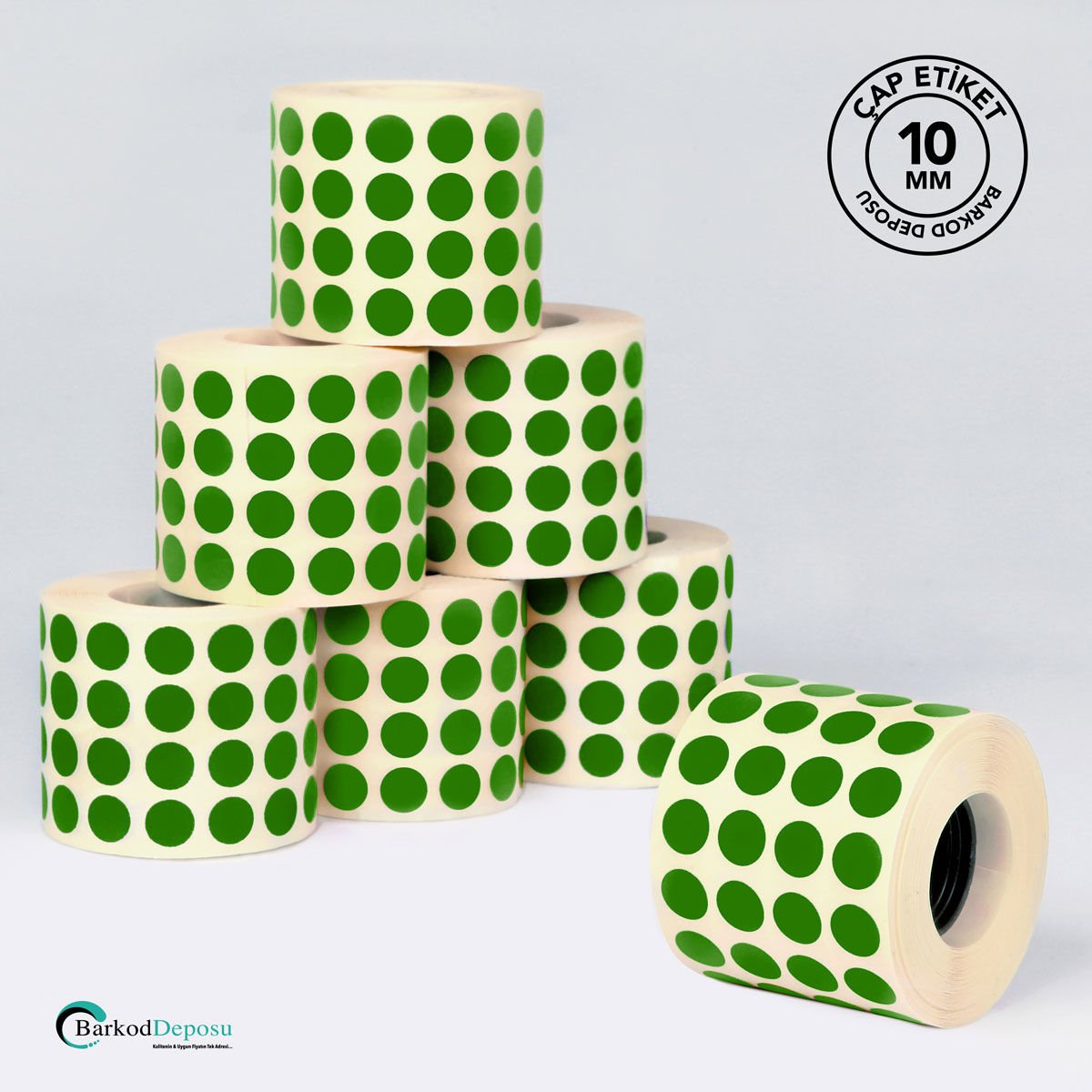 10mm Çap Etiketi 5000'Lik Koyu Yeşil