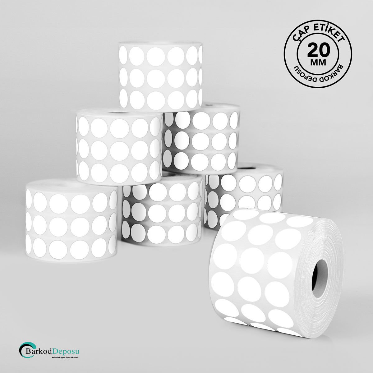 20mm Çap Etiket 5000'Lik Beyaz