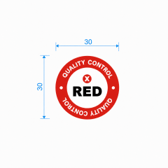 30mm Çap RED - Kalite Kontrol Baskılı Kuşe Etiket - 1000 Sarım