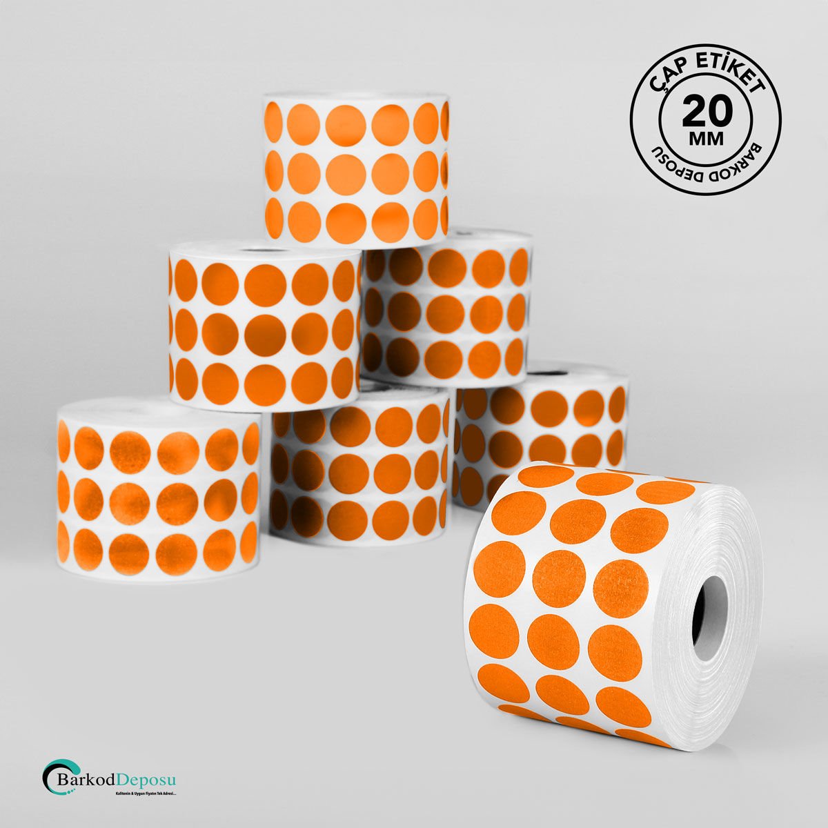 20mm Çap Etiket 5000'Lik Turuncu
