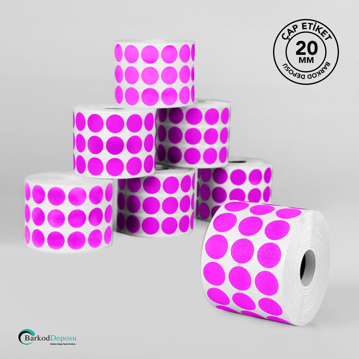 20mm Çap Etiket 5000'Lik Pembe
