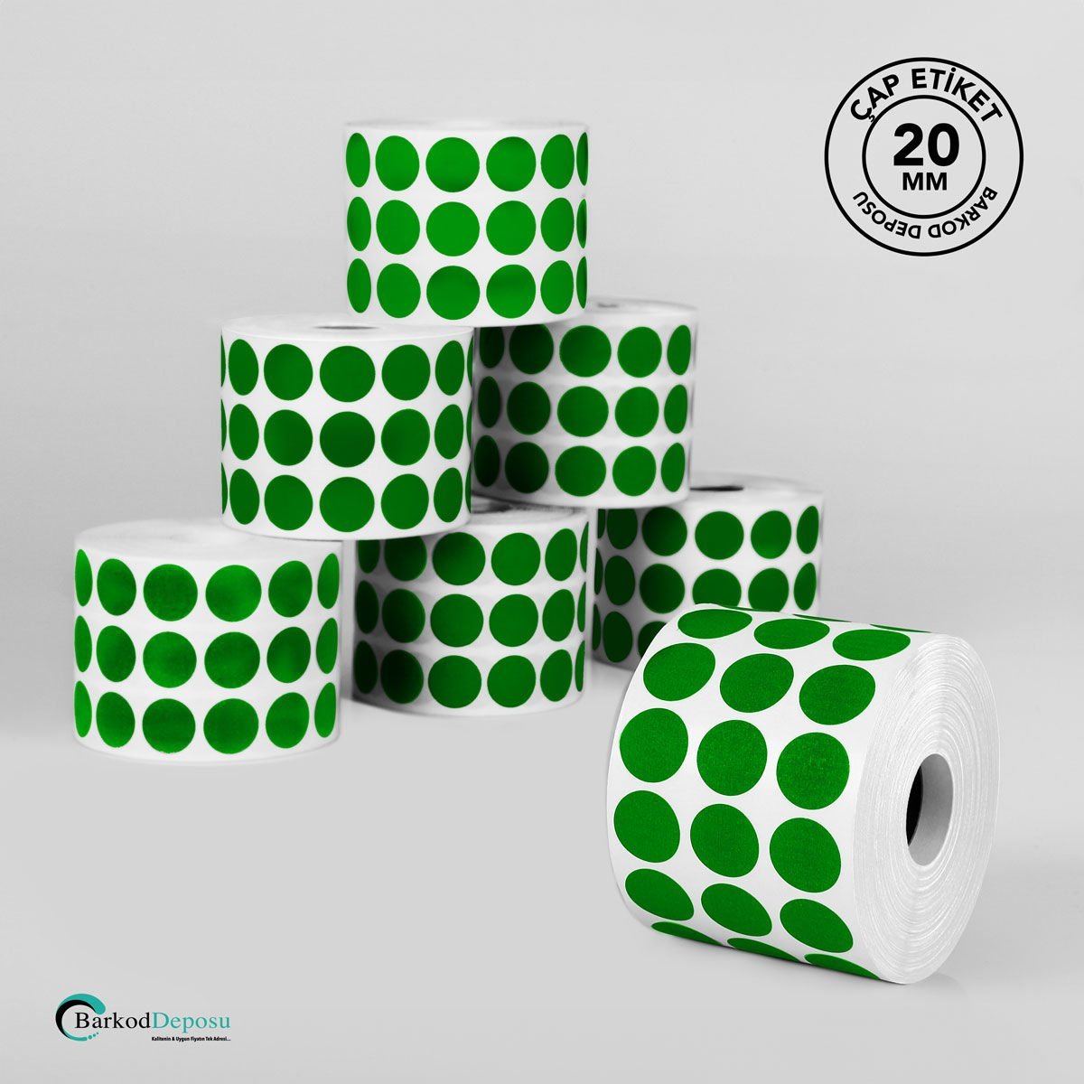 20mm Çap Etiket 5000'Lik Koyu Yeşil