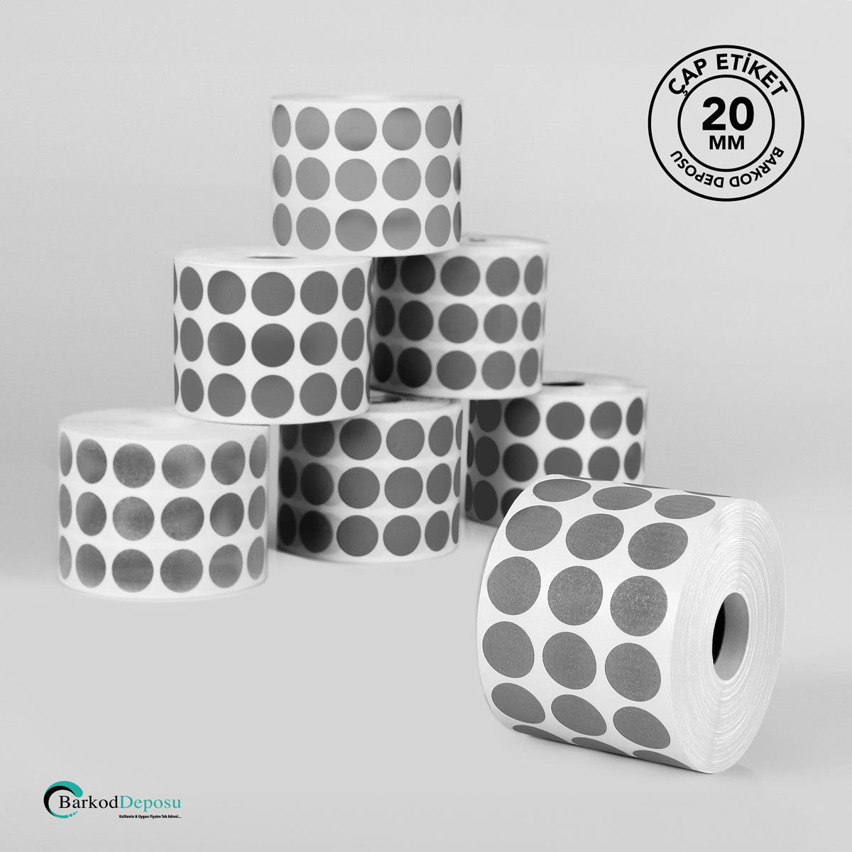 20mm Çap Etiket 5000'Lik Gri