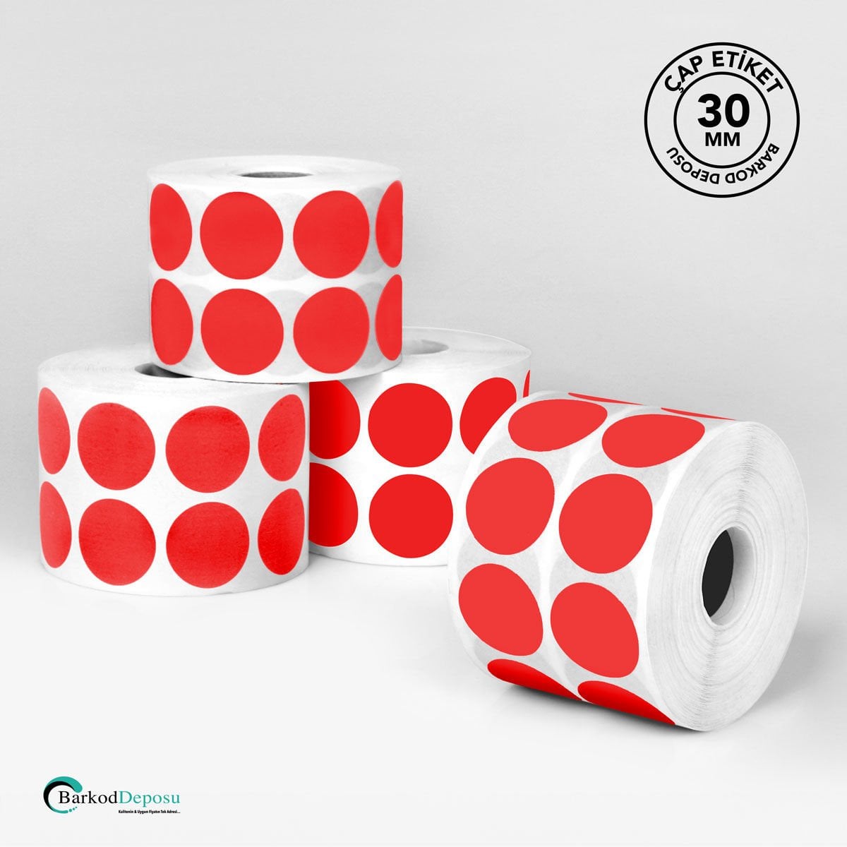 30mm Çap Etiket 2500'Lük Kırmızı