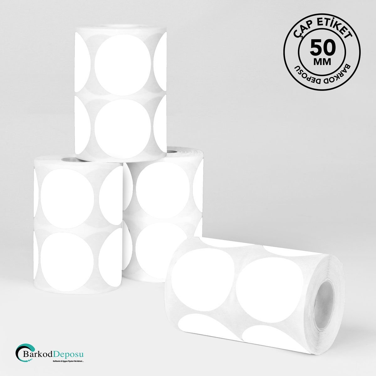 50mm Çap Etiket 1000'Lik Beyaz