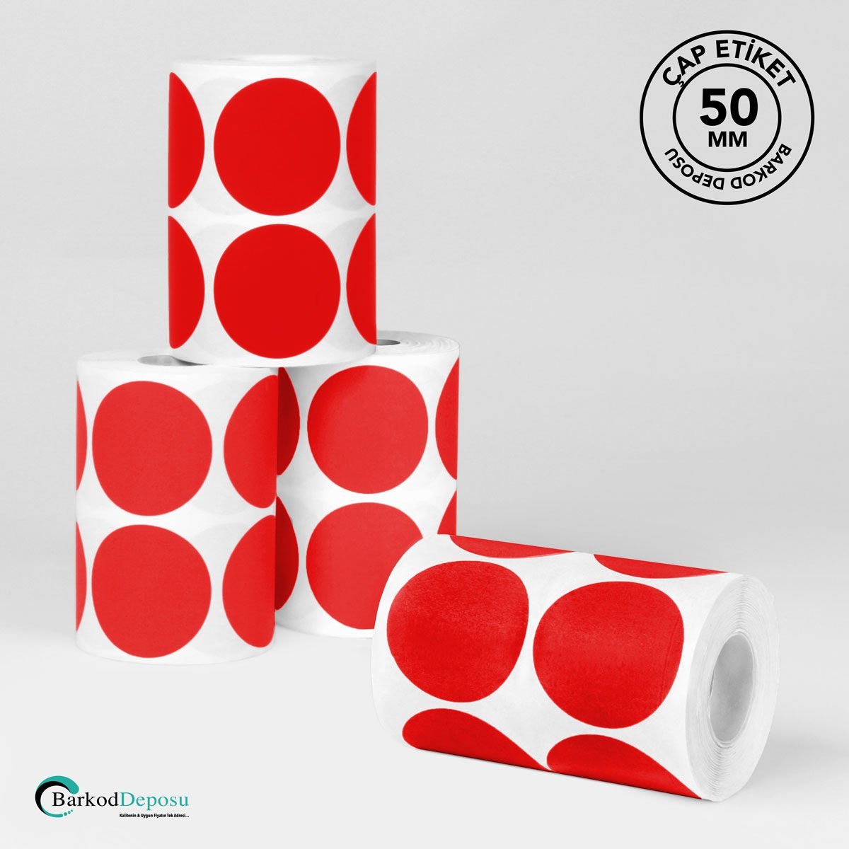50mm Çap Etiket 1000'Lik Kırmızı