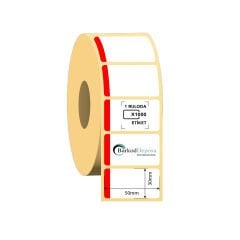 50x30 Lamine Termal Kırmızı Şeritli Barkod Etiketi 1000 Sarım