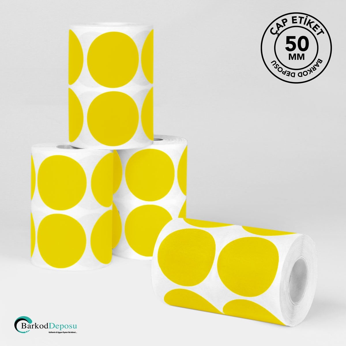 50mm Çap Etiket 1000'Lik Sarı