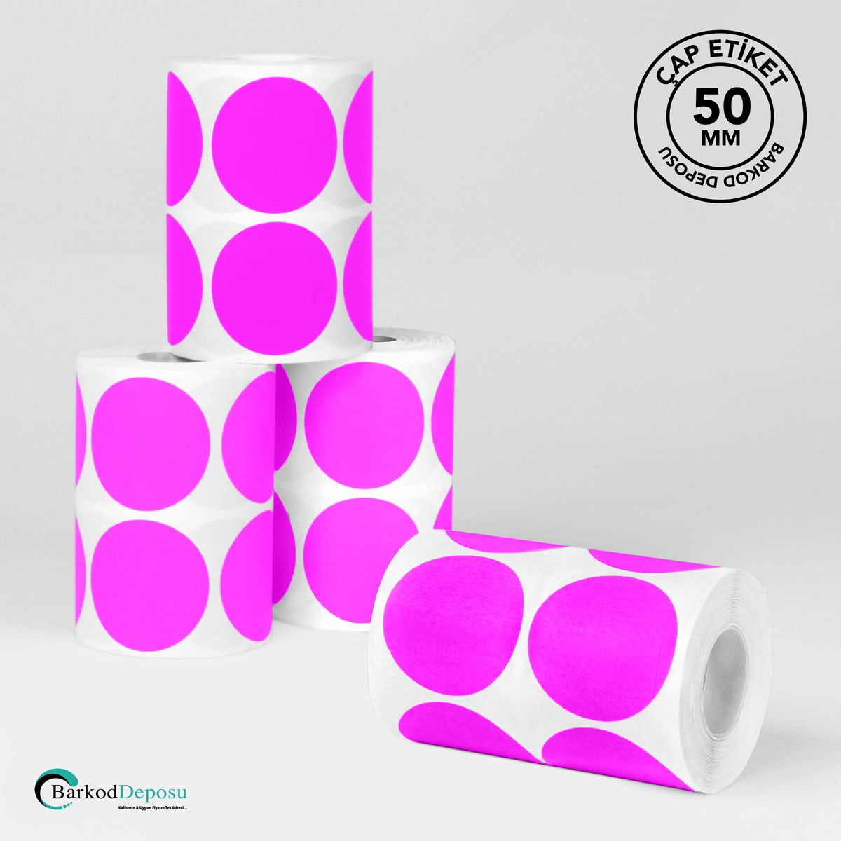50mm Çap Etiket 1000'Lik Pembe