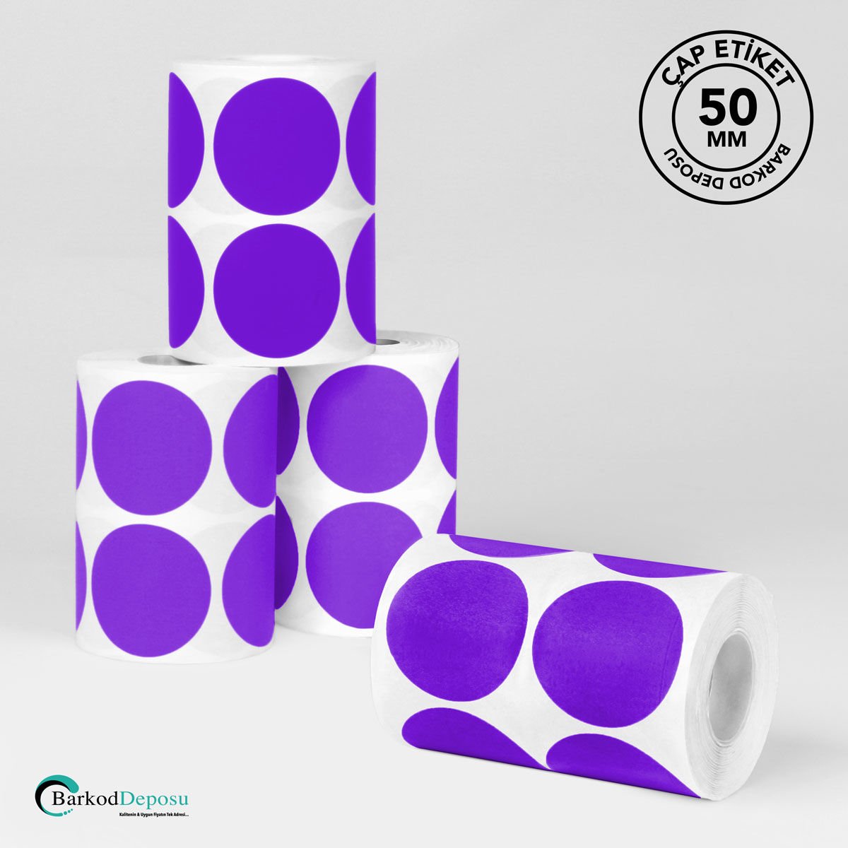 50mm Çap Etiket 1000'Lik Mor