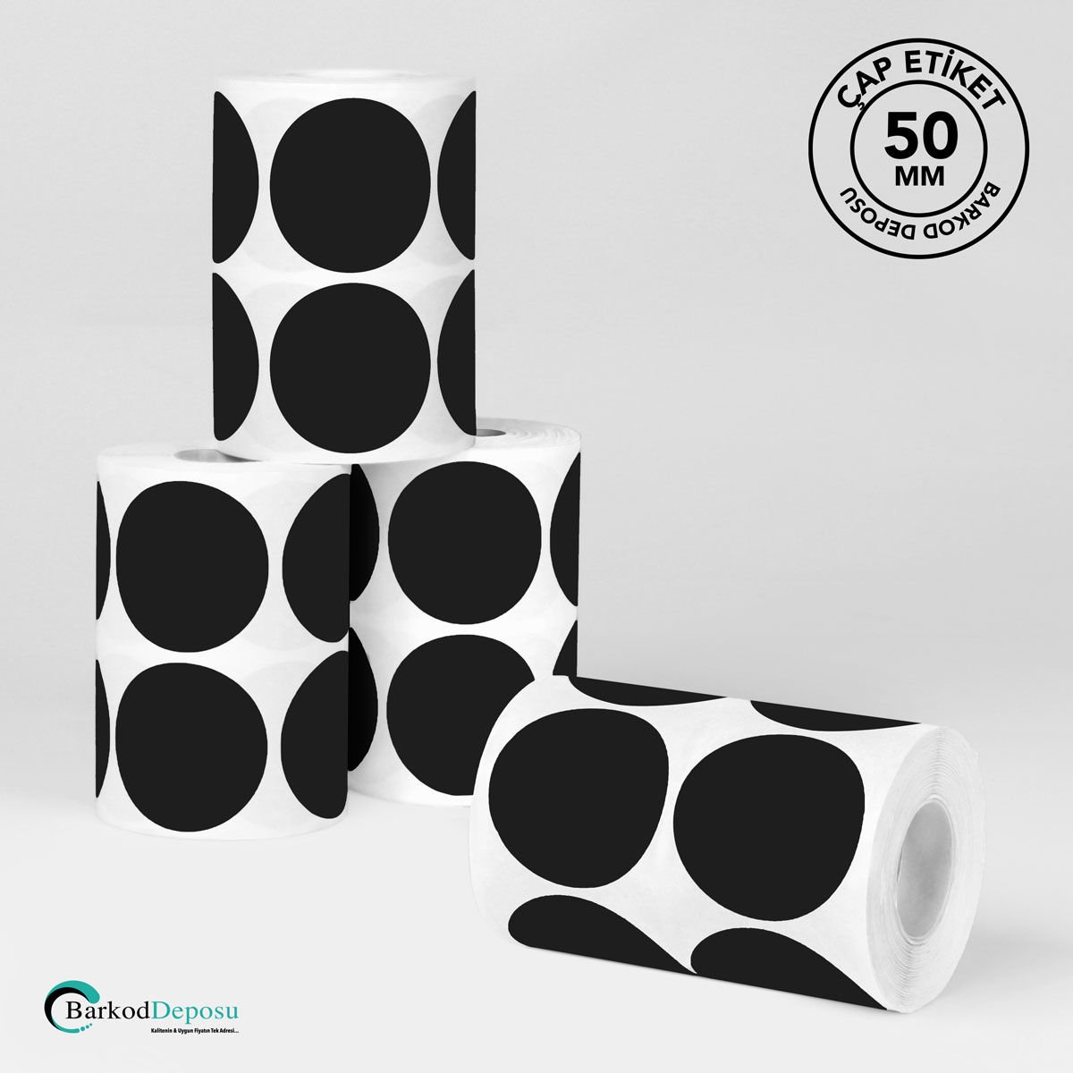 50mm Çap Etiket 1000'Lik Siyah