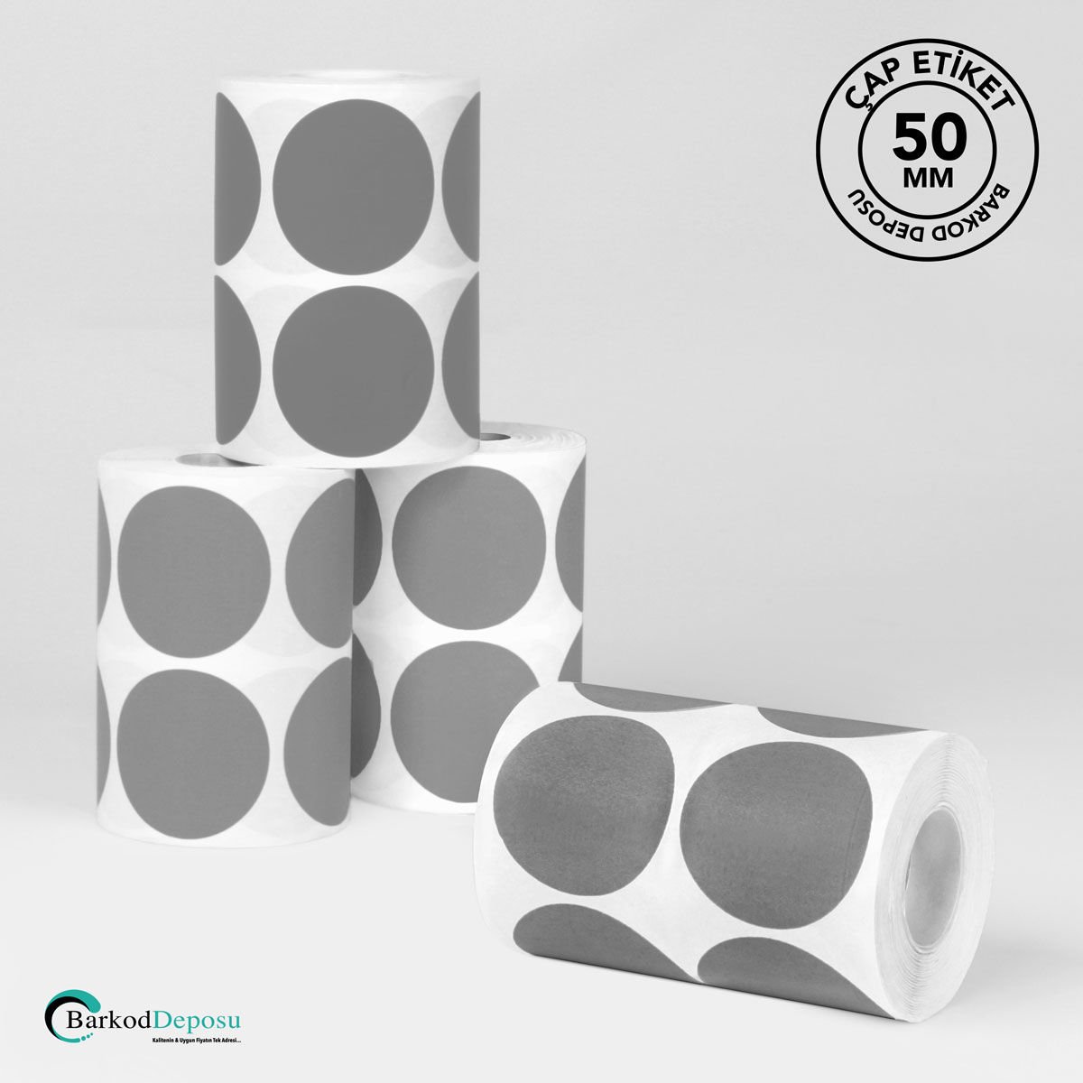 50mm Çap Etiket 1000'Lik Gri