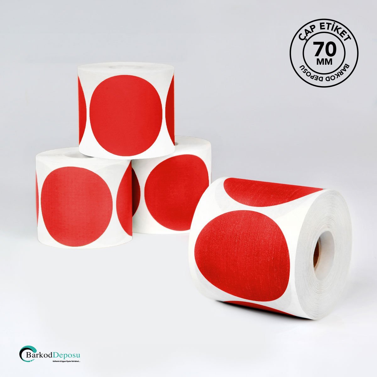 70mm Çap Etiket 500'Lük Kırmızı