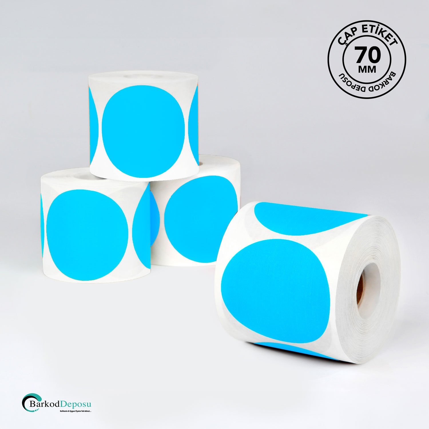 70mm Çap Etiket 500'Lük Mavi