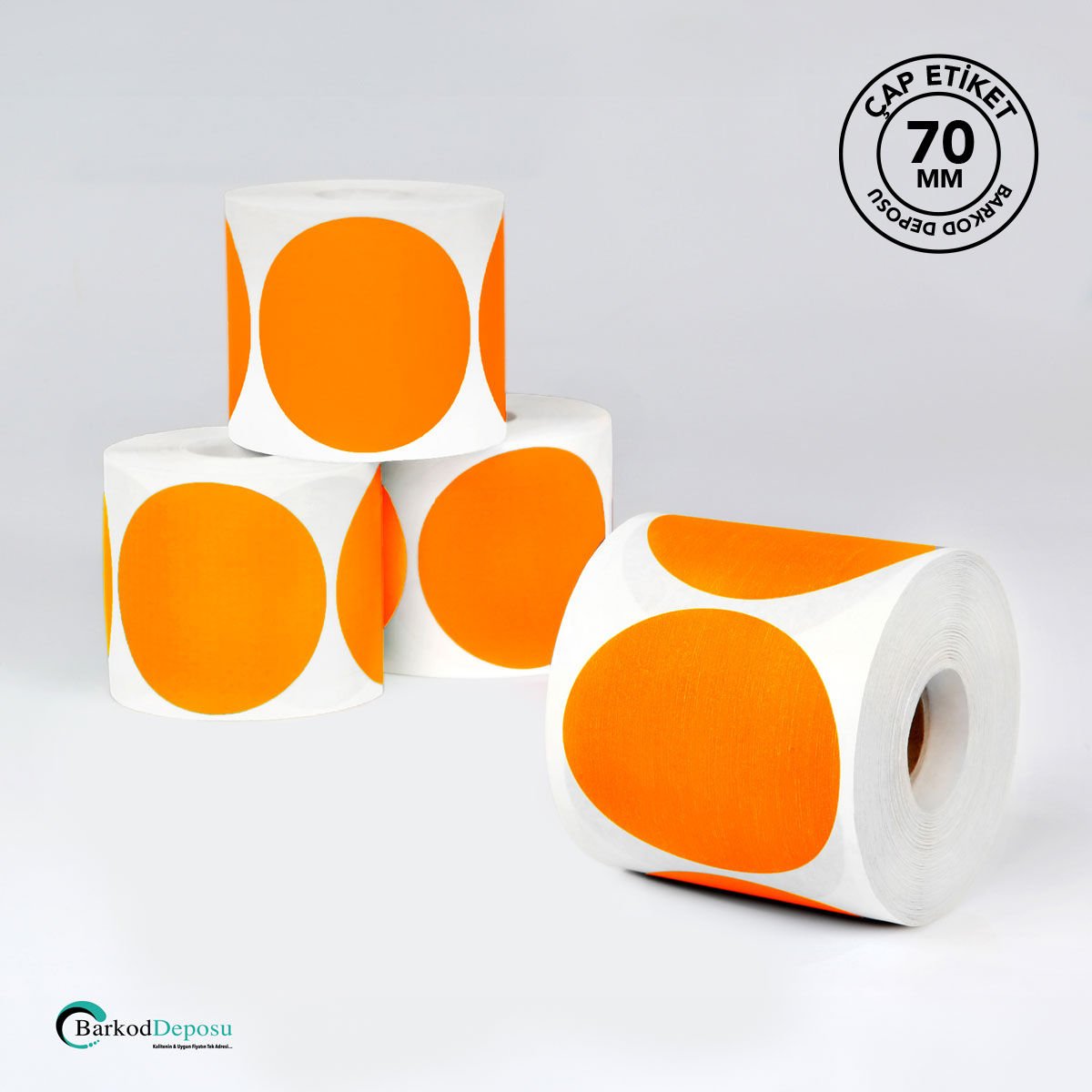 70mm Çap Etiket 500'Lük Turuncu