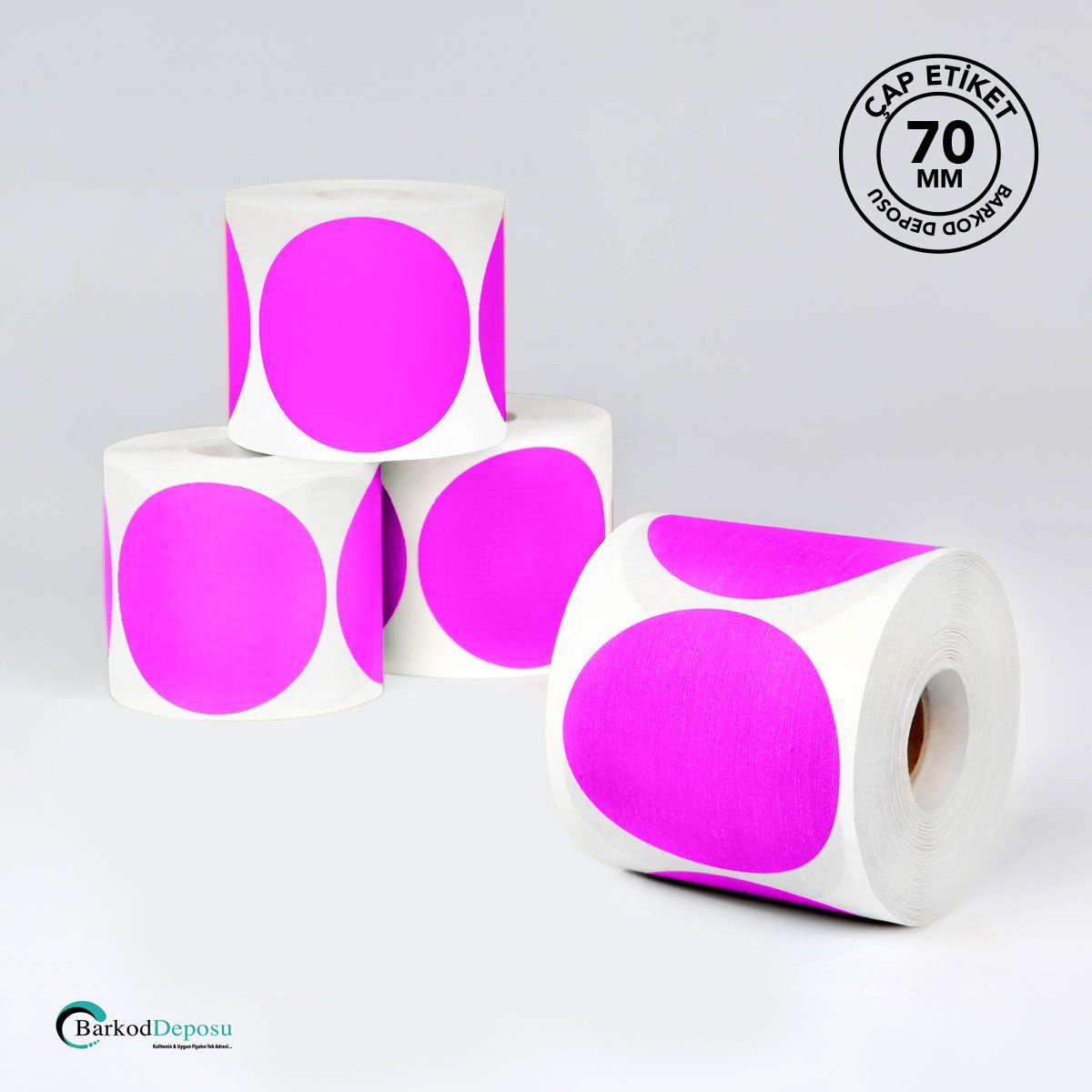 70mm Çap Etiket 500'Lük Pembe
