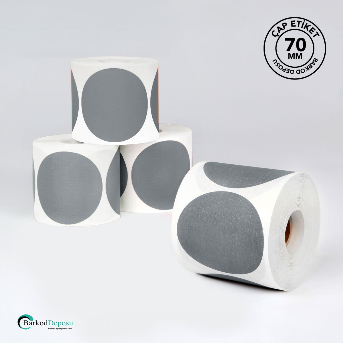 70mm Çap Etiket 500'Lük Gri
