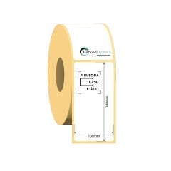 100x200 Kuşe Barkod Etiketi 250 Sarım (RİBON İLE BASKI)