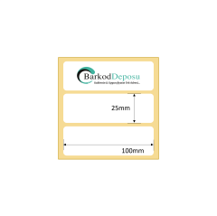 100x25 Kuşe Barkod Etiketi 1500 Sarım (RİBON İLE BASKI)