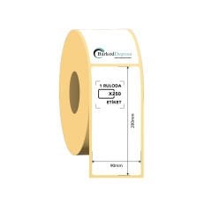 90x200 Kuşe Barkod Etiketi 250 Sarım (RİBON İLE BASKI)