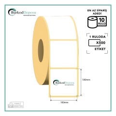 100X100 Termal Barkod Etiketi 500 Sarım 4cm - 15 RULO