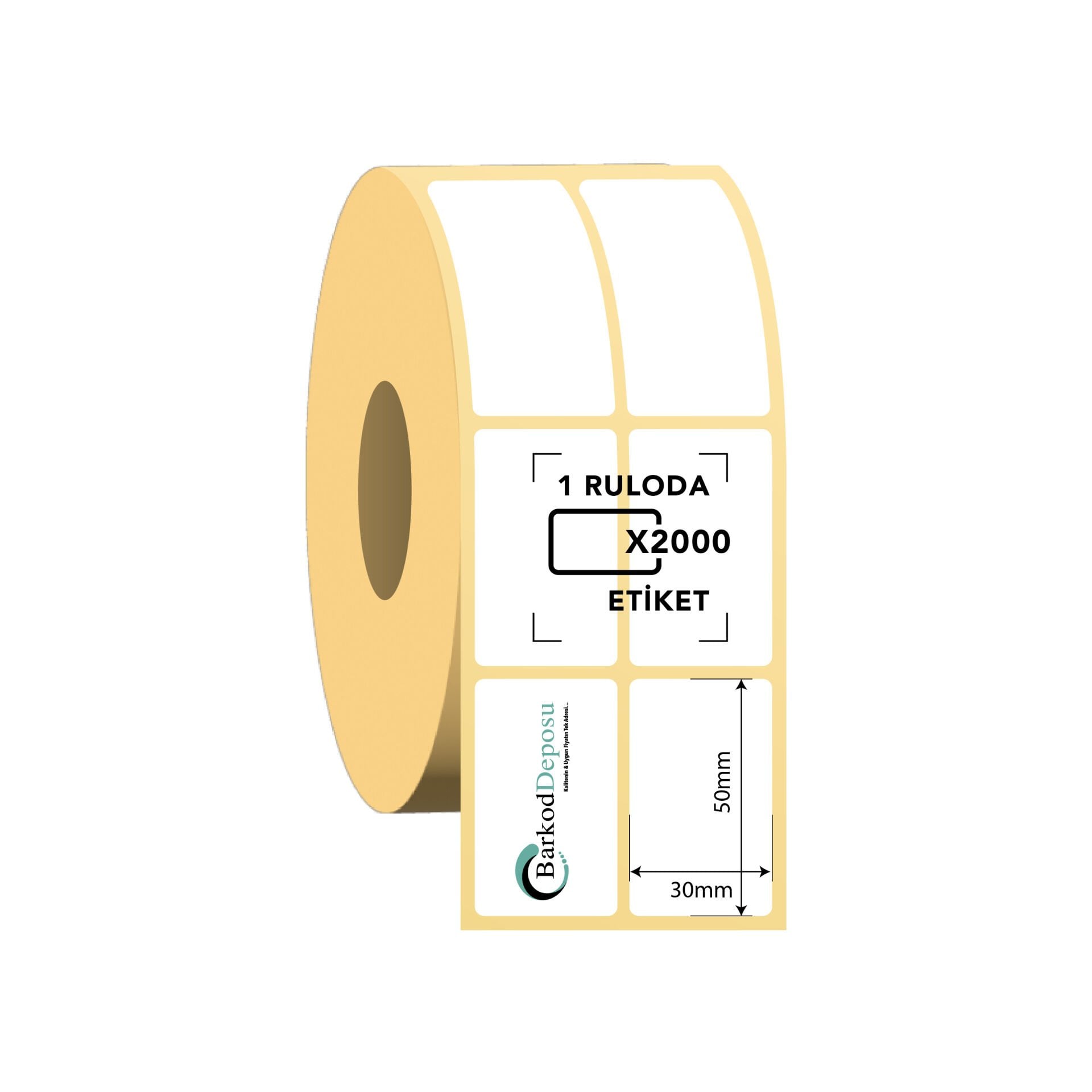 30X50 2'Li Ayrık Termal Barkod Etiketi 2000 Sarım