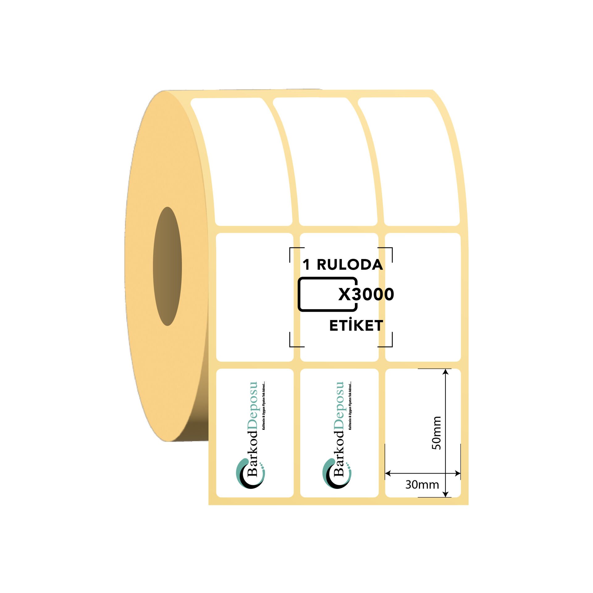 30x50 3'lü Ayrık Termal Barkod Etiketi 3000 Sarım