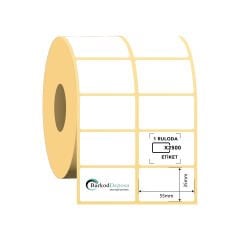 55X35 2'Li Ayrık Termal Barkod Etiketi 2500 Sarım