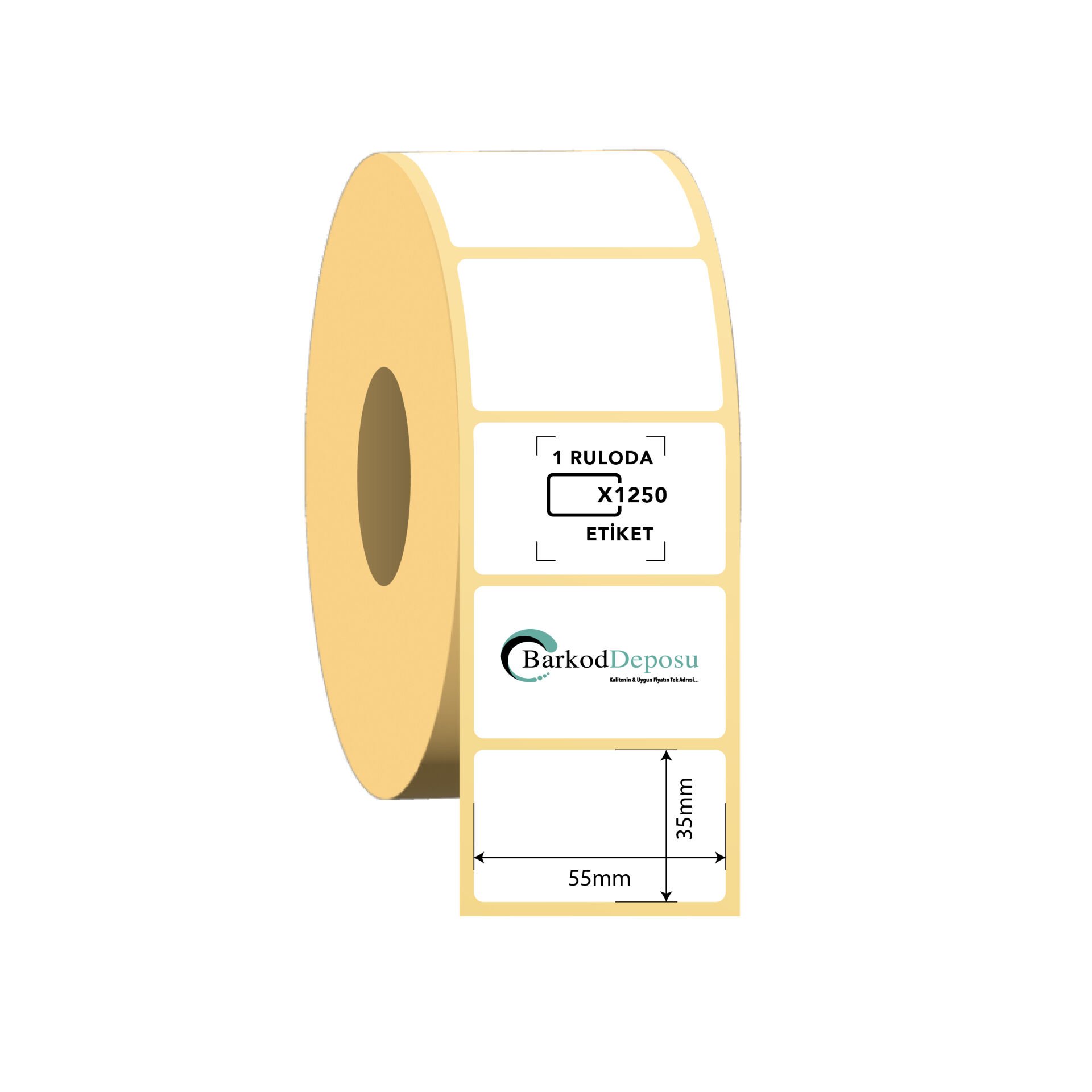 55X35 Termal Barkod Etiketi 1250 Sarım