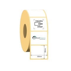100x80 Kuşe Barkod Etiketi 500 Sarım (RİBON İLE BASKI)