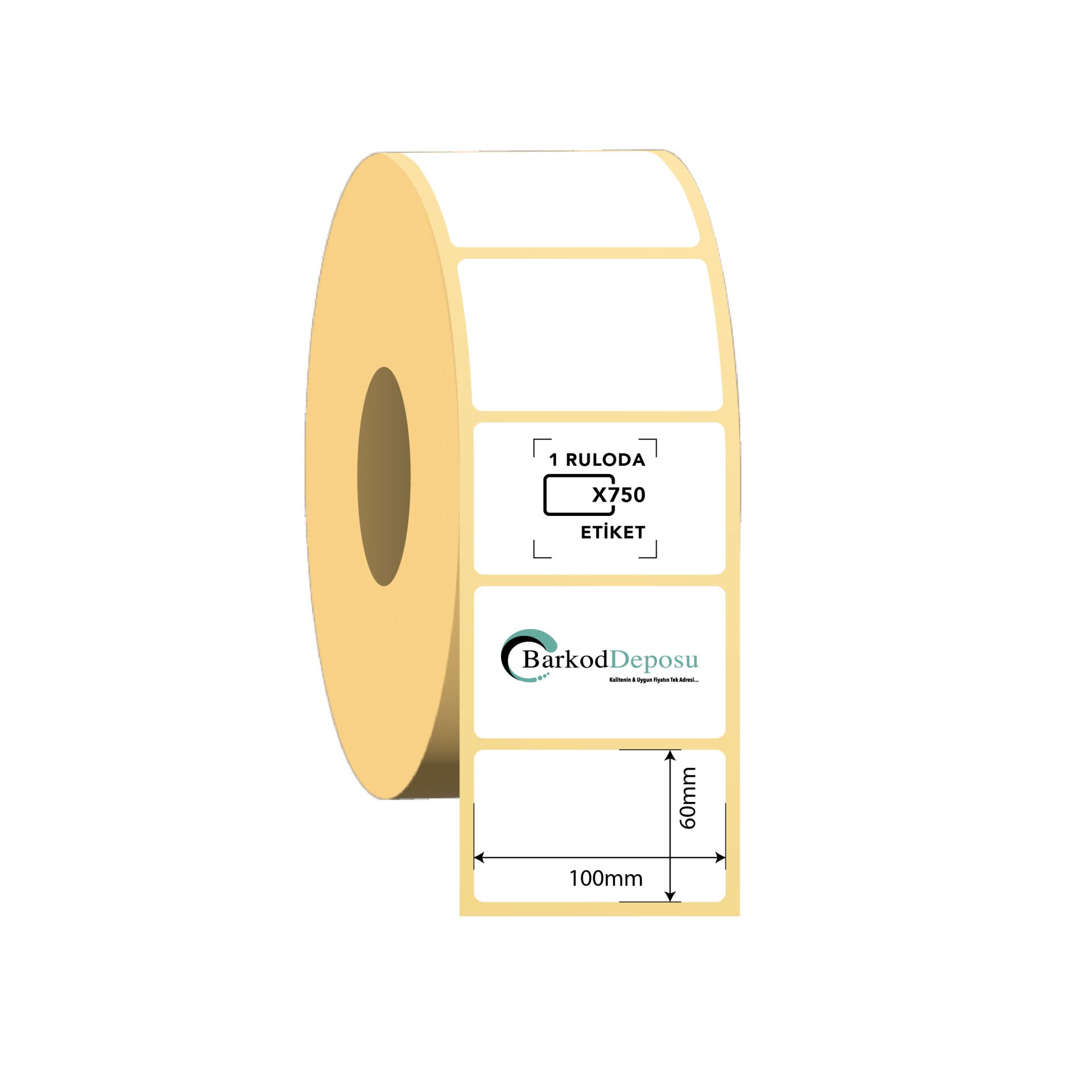 100x60 Kuşe Barkod Etiketi 750 Sarım (RİBON İLE BASKI)