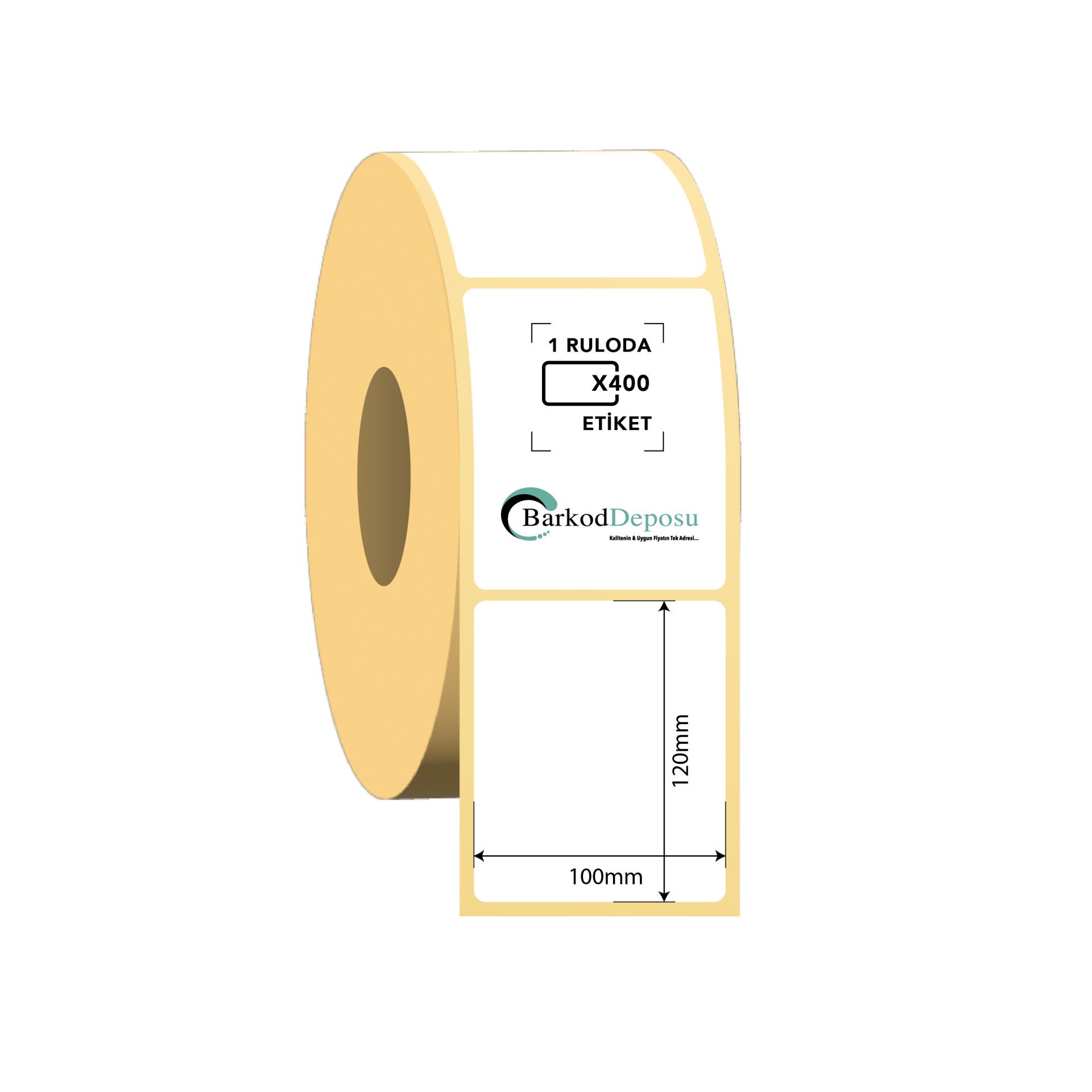100x120 Kuşe Barkod Etiketi 400 Sarım (RİBON İLE BASKI)
